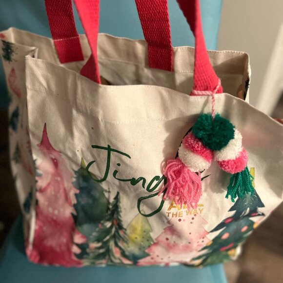 Jingle All the Way Fabric Christmas Tote bag large size NWT - Picture 5 of 5